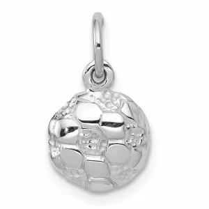 14 White Gold Soccer Ball Concave Charm Pendant