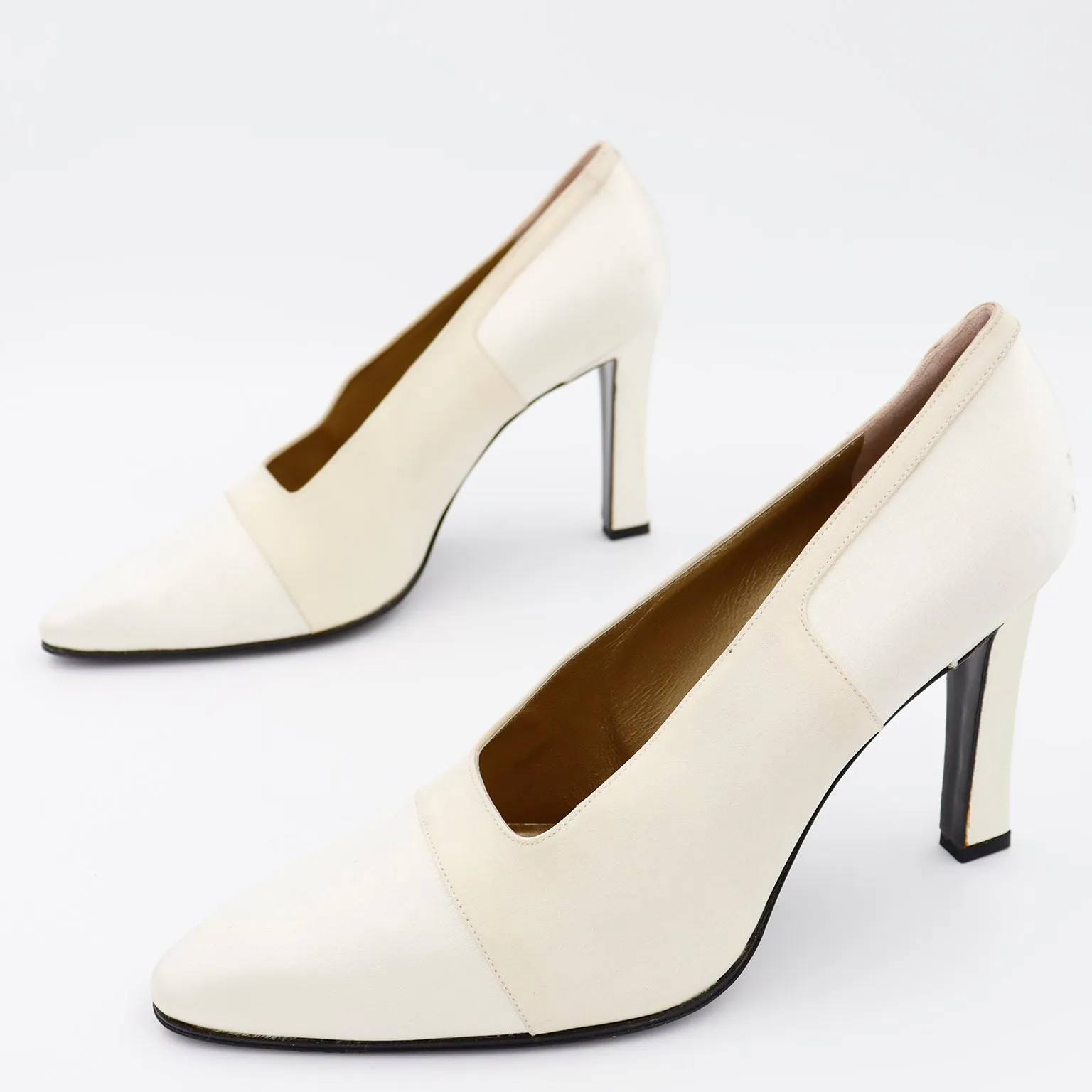 1990s Yves Saint Laurent Two Toned Ivory & Cream Heels in Box