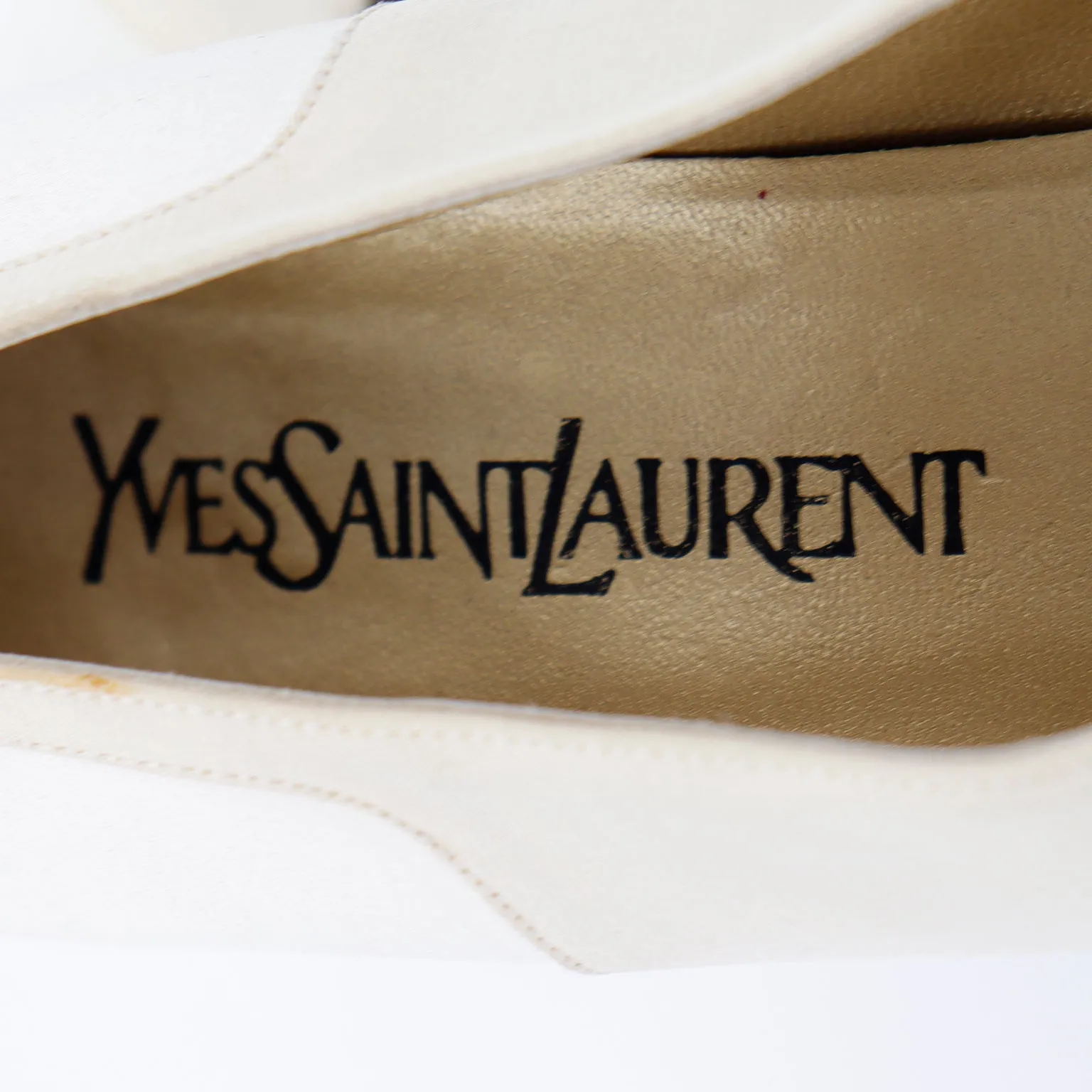 1990s Yves Saint Laurent Two Toned Ivory & Cream Heels in Box