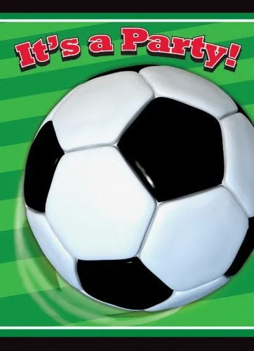 8pk Soccer Ball Party Invitations