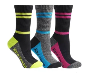 9 Pairs X Hard Yakka Womens Crew Work Socks Multi-Coloured