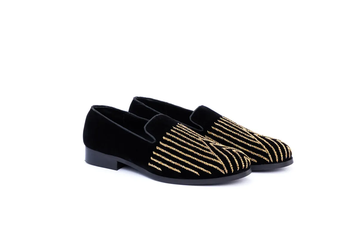 ABSTRACT EMBROIDERY SLIP-ONS-BLACK