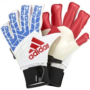 adidas Men's ACE Trans Ultimate Fingersave Goalkeeper Gloves White/Blue/Red