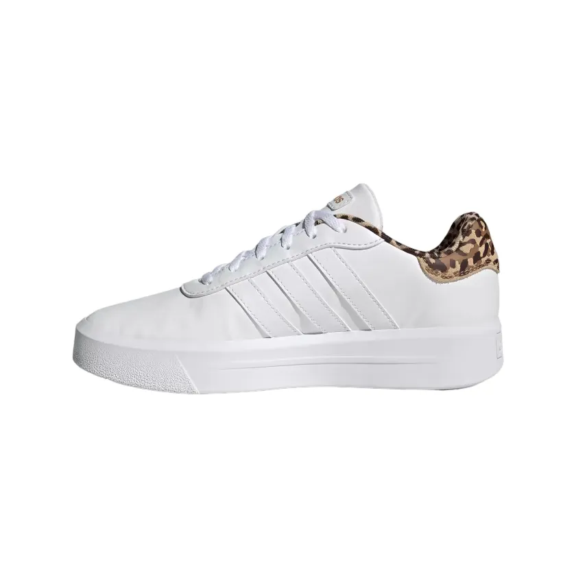 Adidas scarpa sneakers da donna con zeppa Court Platform GW9786 bianco-oro