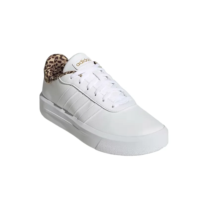 Adidas scarpa sneakers da donna con zeppa Court Platform GW9786 bianco-oro