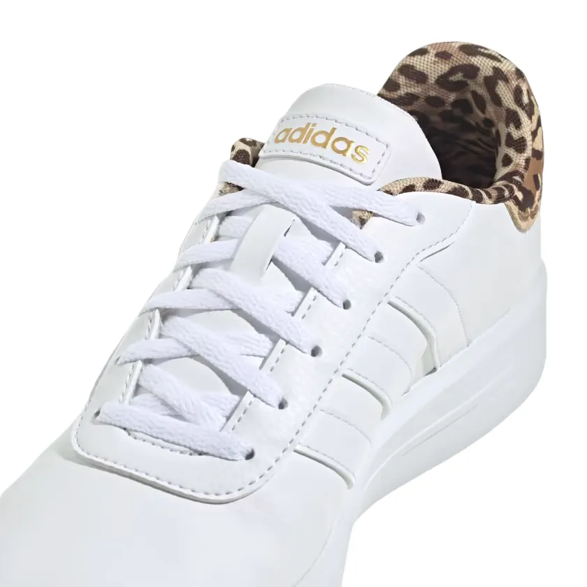 Adidas scarpa sneakers da donna con zeppa Court Platform GW9786 bianco-oro