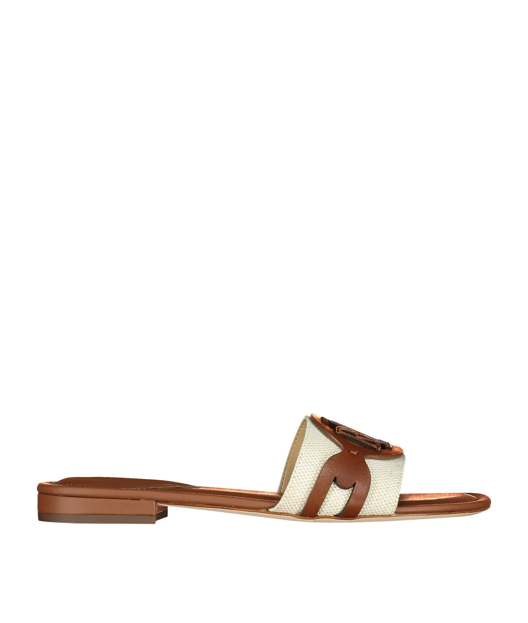 Alegra Canvas-Leather Slide Sandal - Brown