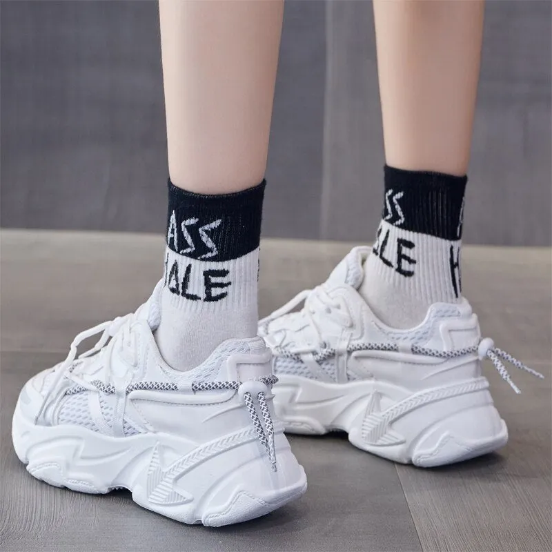 Amozae-Black Friday   White Chunky Sneakers Women's Vulcanize Shoes Casual Women Shoes Vulcanized Sneakers Walking Shoes Tenis Feminino Plus Size 43