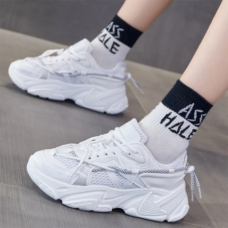 Amozae-Black Friday   White Chunky Sneakers Women's Vulcanize Shoes Casual Women Shoes Vulcanized Sneakers Walking Shoes Tenis Feminino Plus Size 43