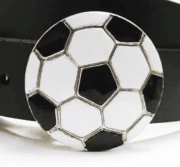 Antiqued Soccer Ball Enameled Belt Buckle