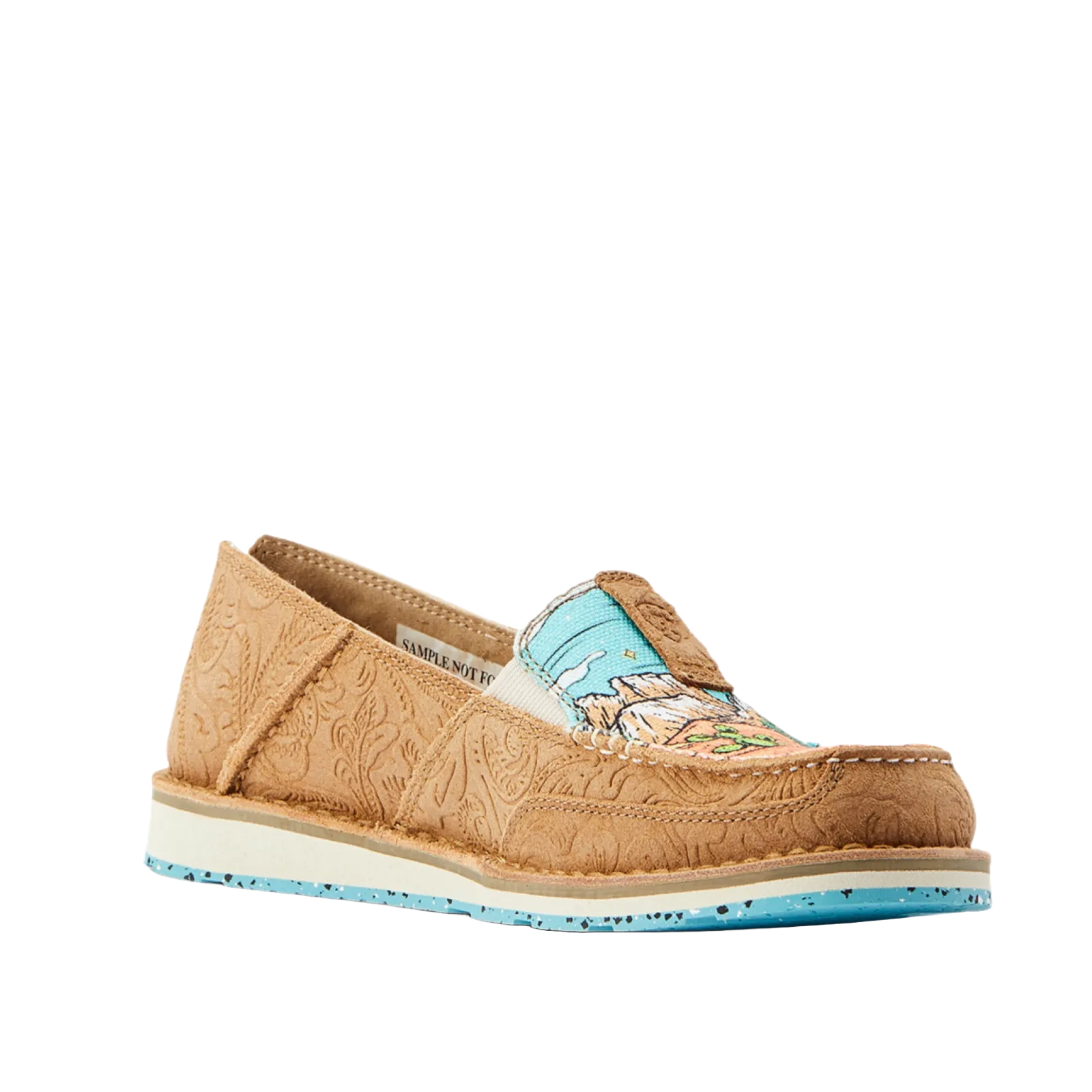 Ariat Ladies Arizona Skies Tan Suede Emboss Slip On Cruiser 10042525