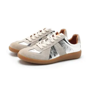 Army Trainer Leather Low-top Sneakers for Women in Golden/Silver