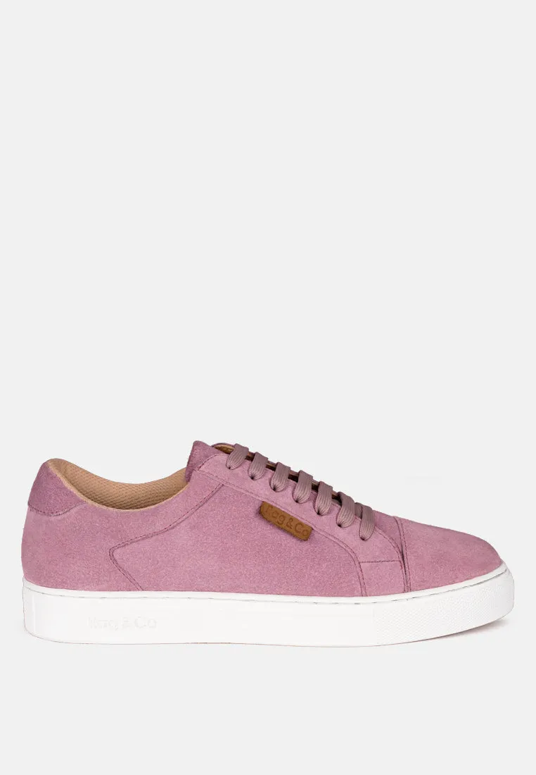 ASHFORD Pink Fine Suede Handcrafted Sneakers