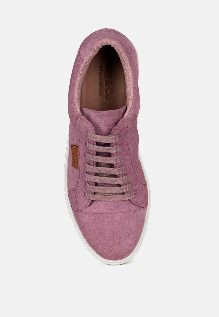 ASHFORD Pink Fine Suede Handcrafted Sneakers