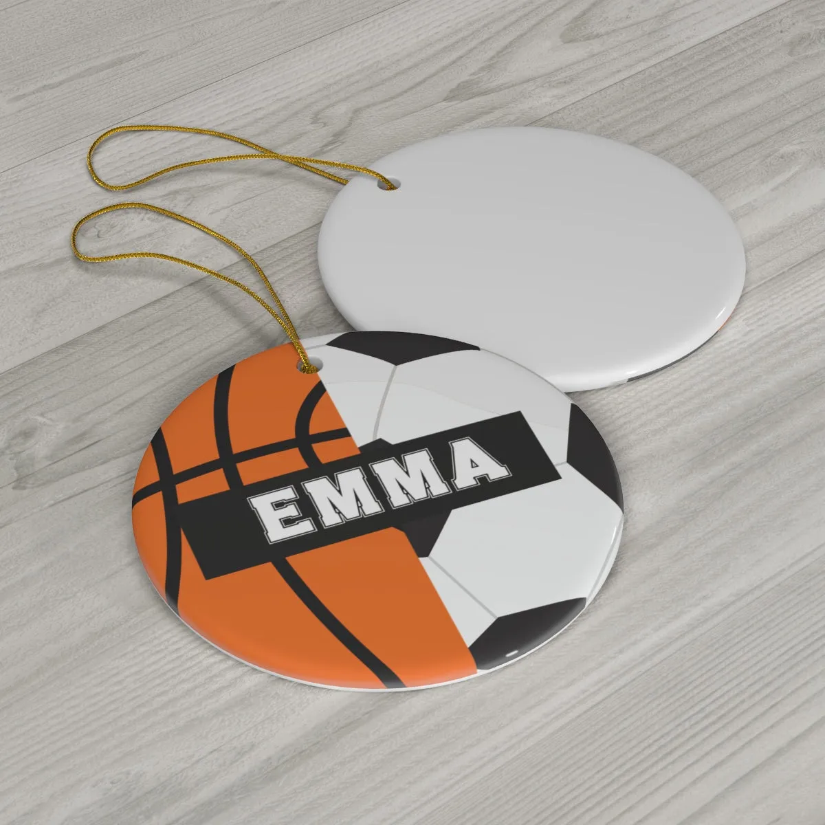 Basketball Soccer Christmas Ornament - 2 Sport Athlete