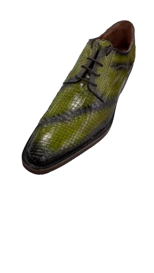 Belvedere Men's Olive Dress Snake Skin Shoes Lace Up Fashion Style