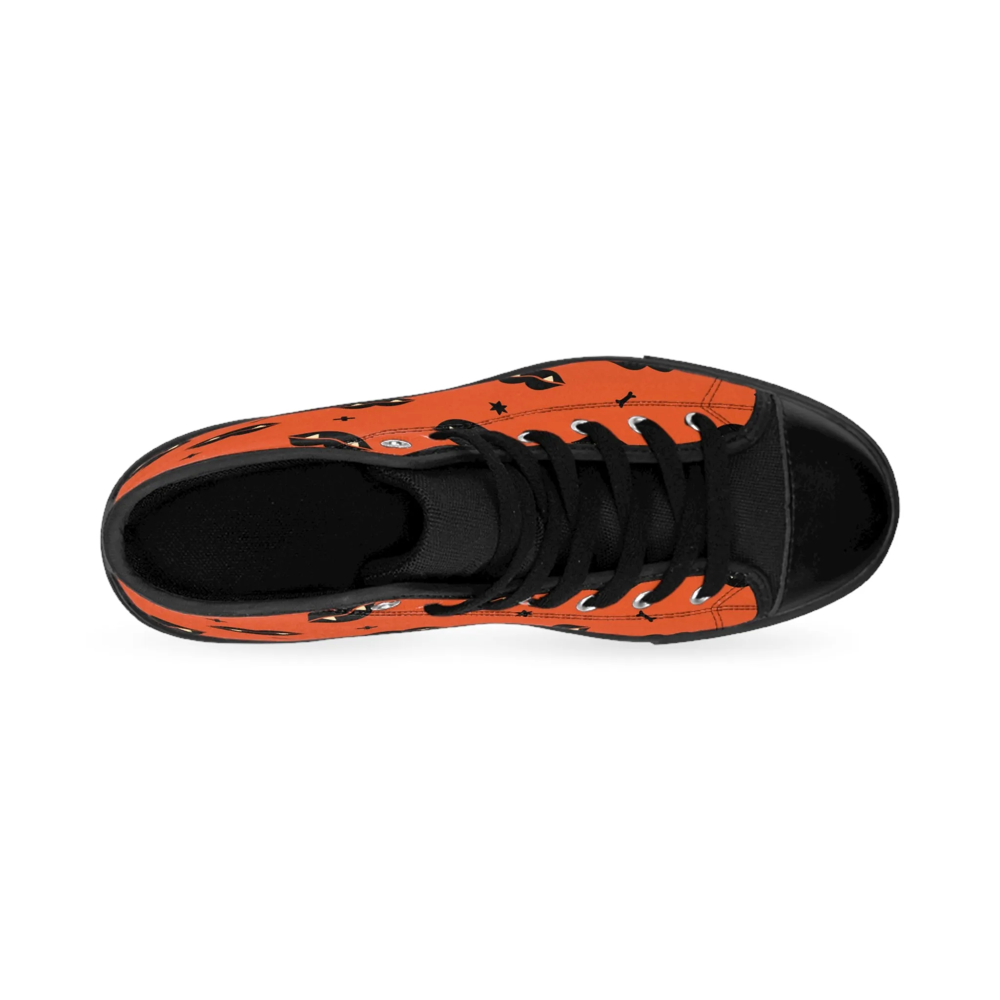 Black Lips Orange Background Women's Classic Sneakers