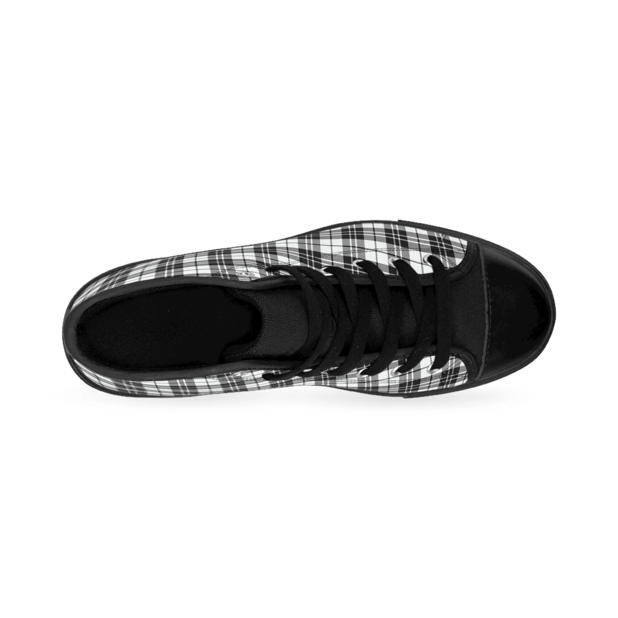 Black Plaid Pattern Women's Classic Sneakers