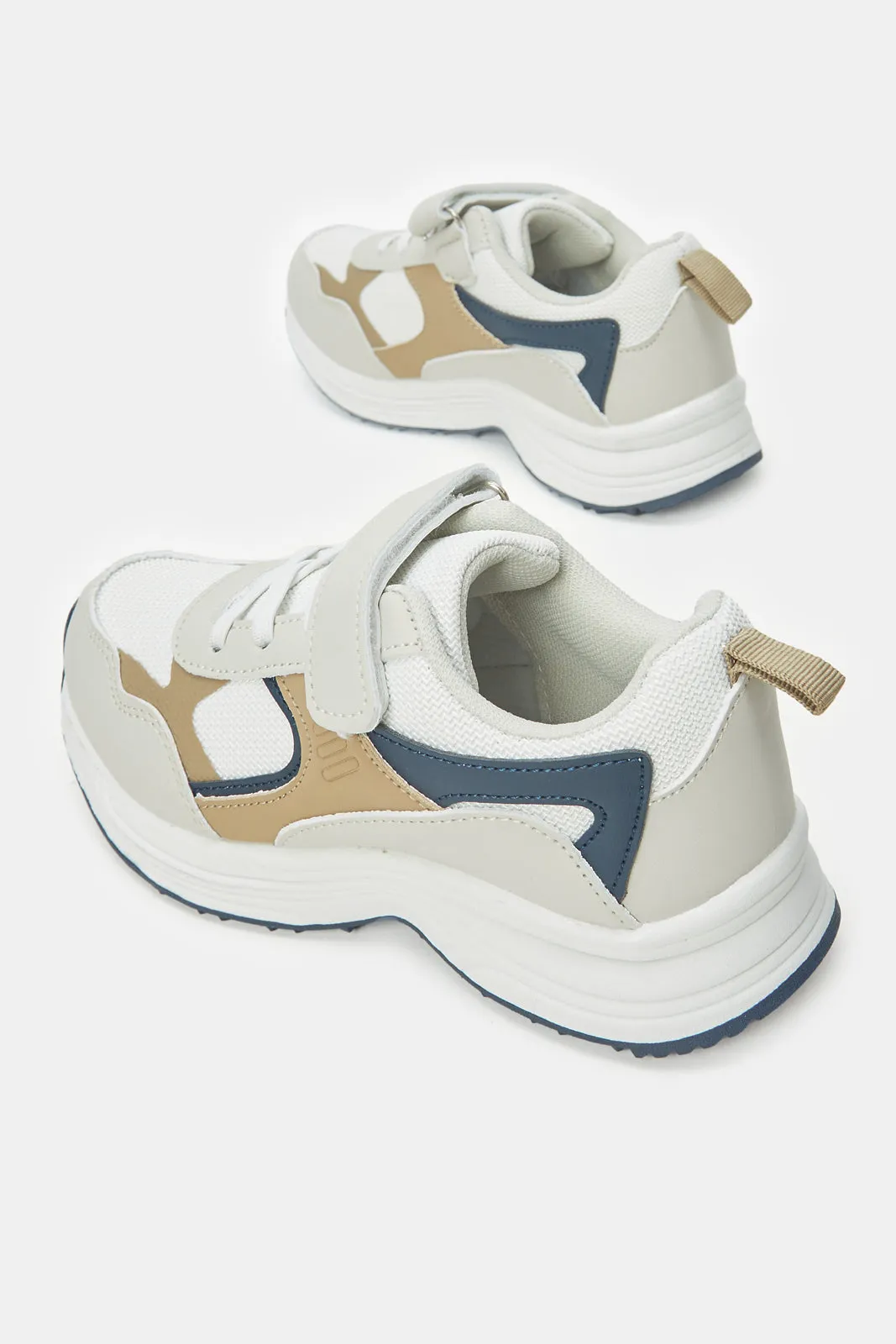 Boys Beige Color Block Chunky Trainer