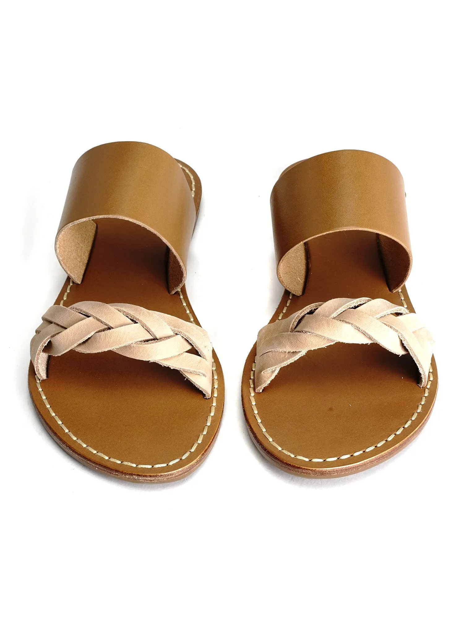 BRAIDED SLIDE SANDAL_ACORN BROWN