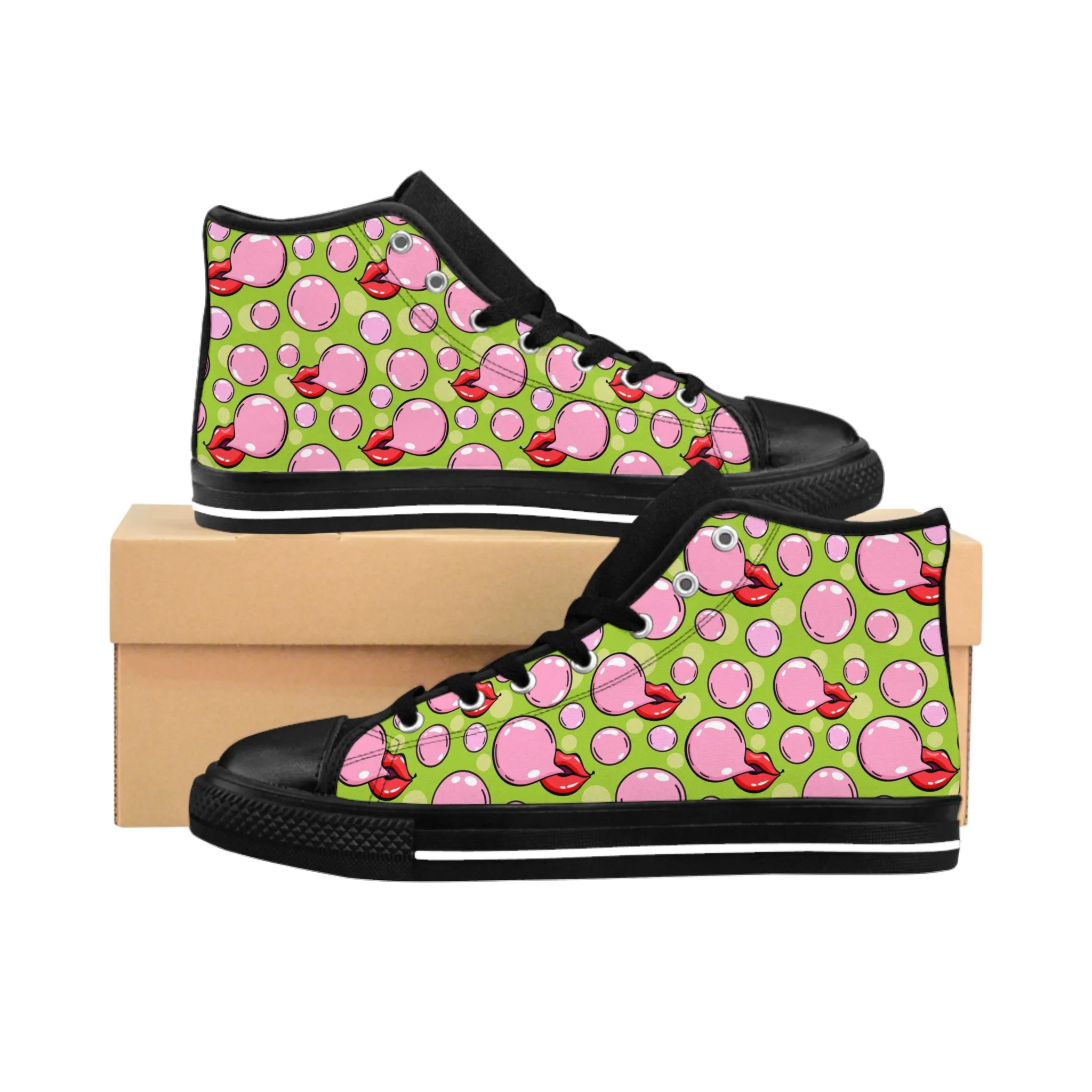 Bubble Gum and Lips Women's Classic Sneakers