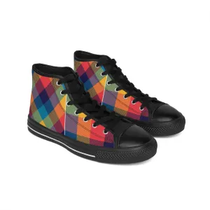 Colorful Plaid Pattern Women's Classic Sneakers