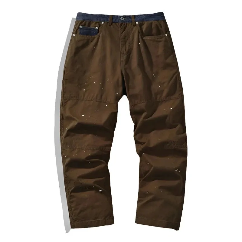 Contrast Waistband Paint Splash Workwear Cargo Pants