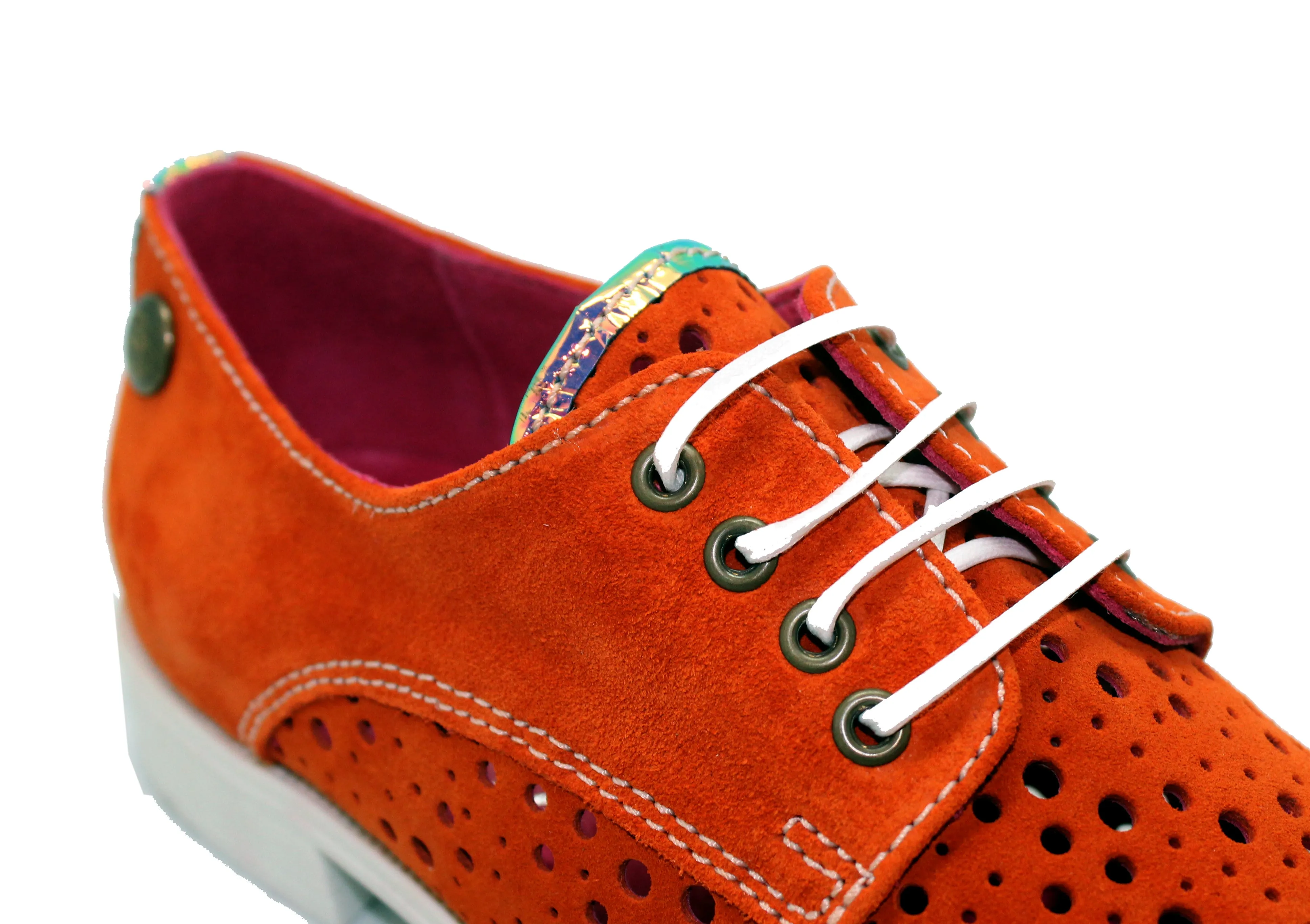 Cordon - Orange Suede lace up shoe