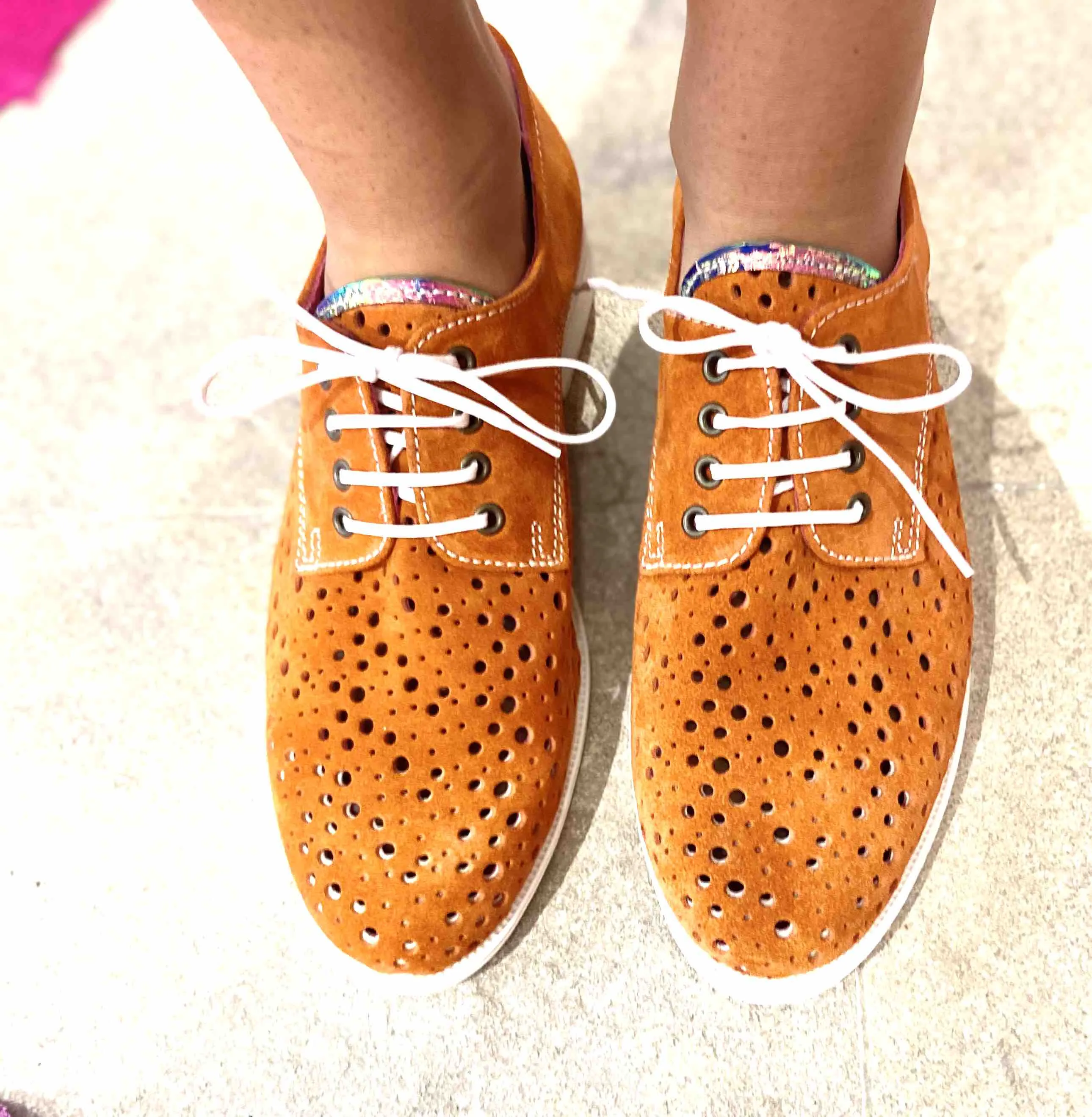 Cordon - Orange Suede lace up shoe