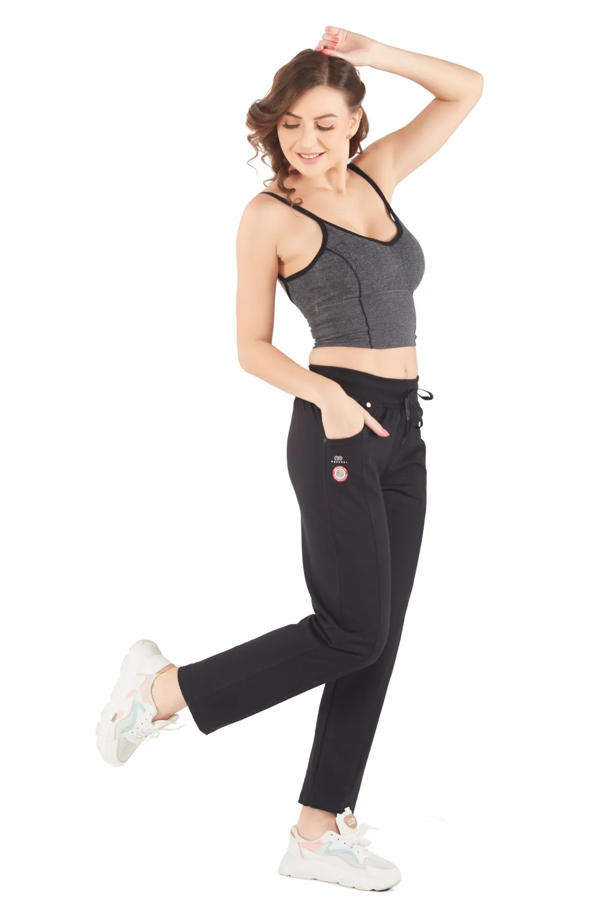 Cotton Regular Fit Lounge Pants For Women - Black