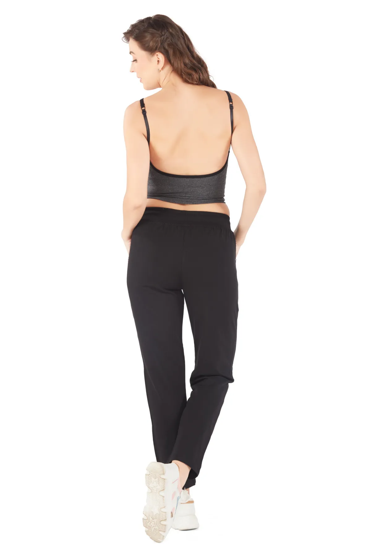 Cotton Regular Fit Lounge Pants For Women - Black