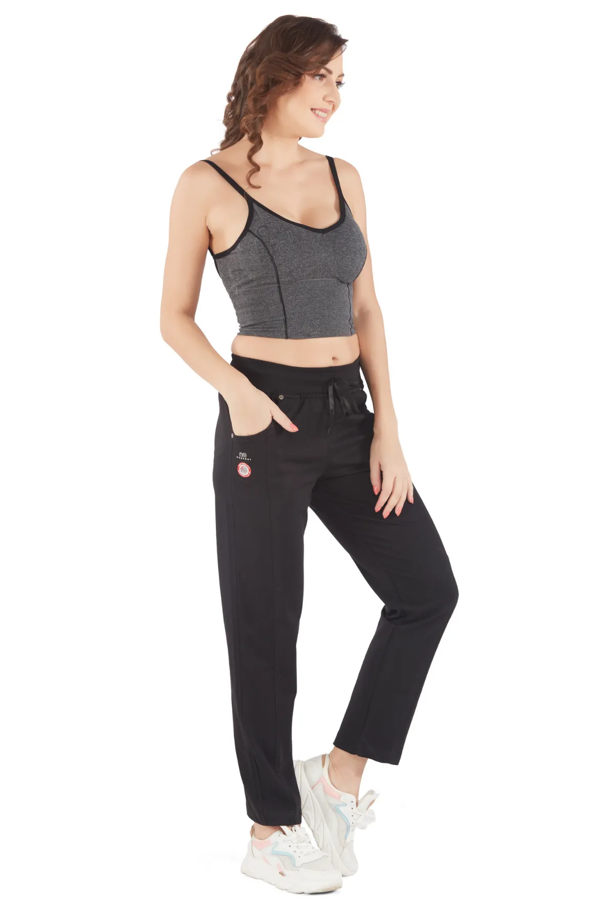 Cotton Regular Fit Lounge Pants For Women - Black