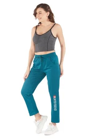 Cotton Regular Fit Lounge Pants For Women - Teal Blue