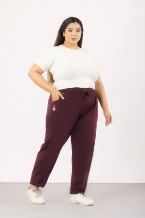 Cotton Regular Fit Lounge Pants For Women - Wine