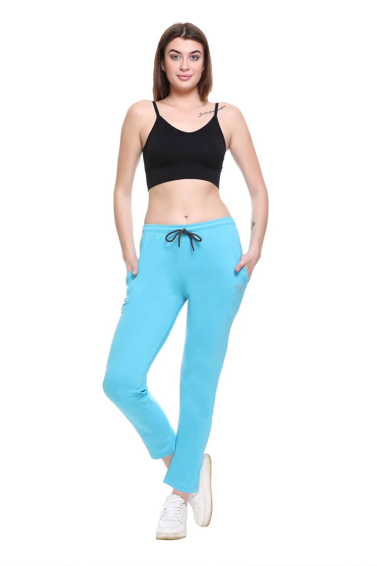 Cotton Track Pants For Women - Aqua