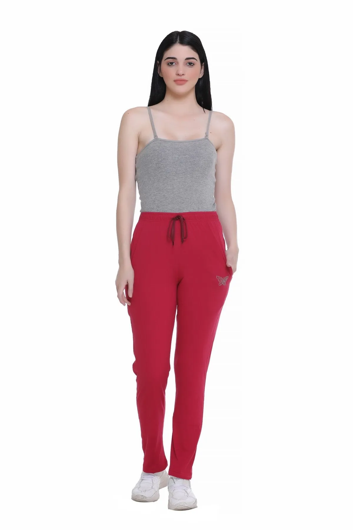 Cotton Track Pants For Women - Maroon