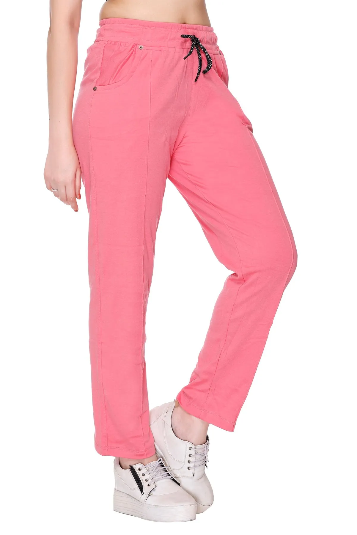 Cotton Track Pants For Women Pack of 2  (Blush Pink/Red)