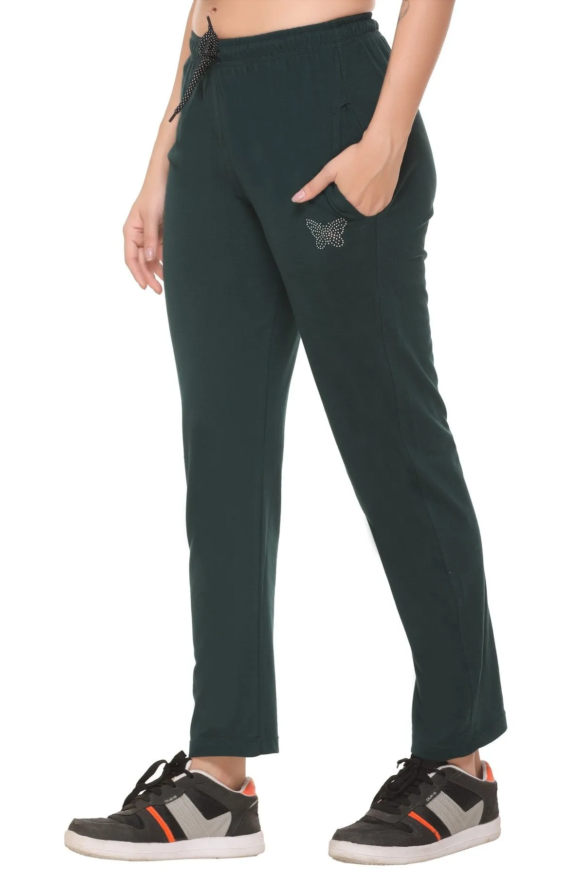 Cotton Track Pants For Women Pack of 2 (Bottle Green & Wine)