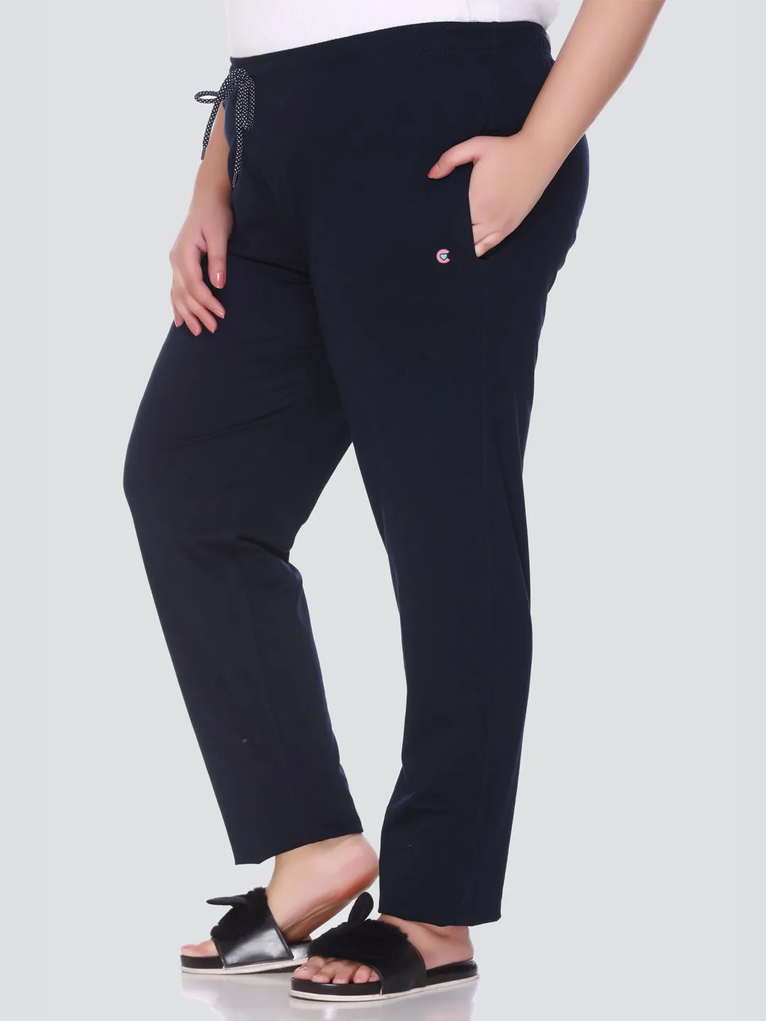 Cotton Track Pants For Women Pack of 2 (Pink & Navy Blue)