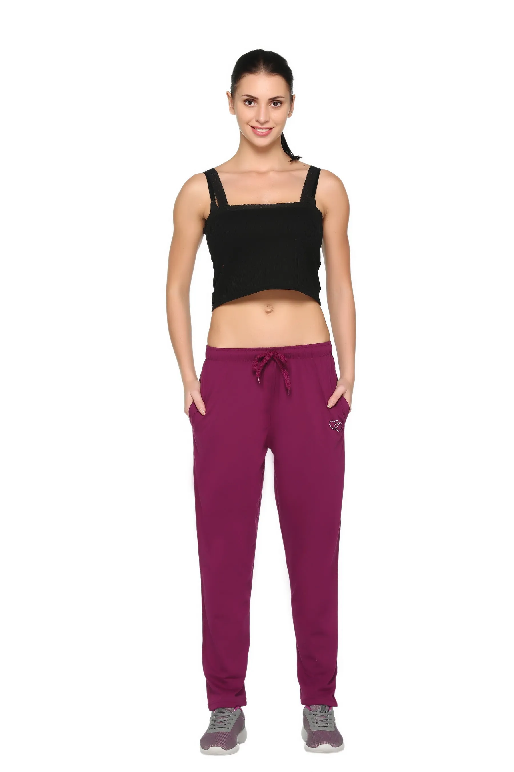 Cotton Track Pants For Women Pack of 3 (Black, Purple & Olive Green)