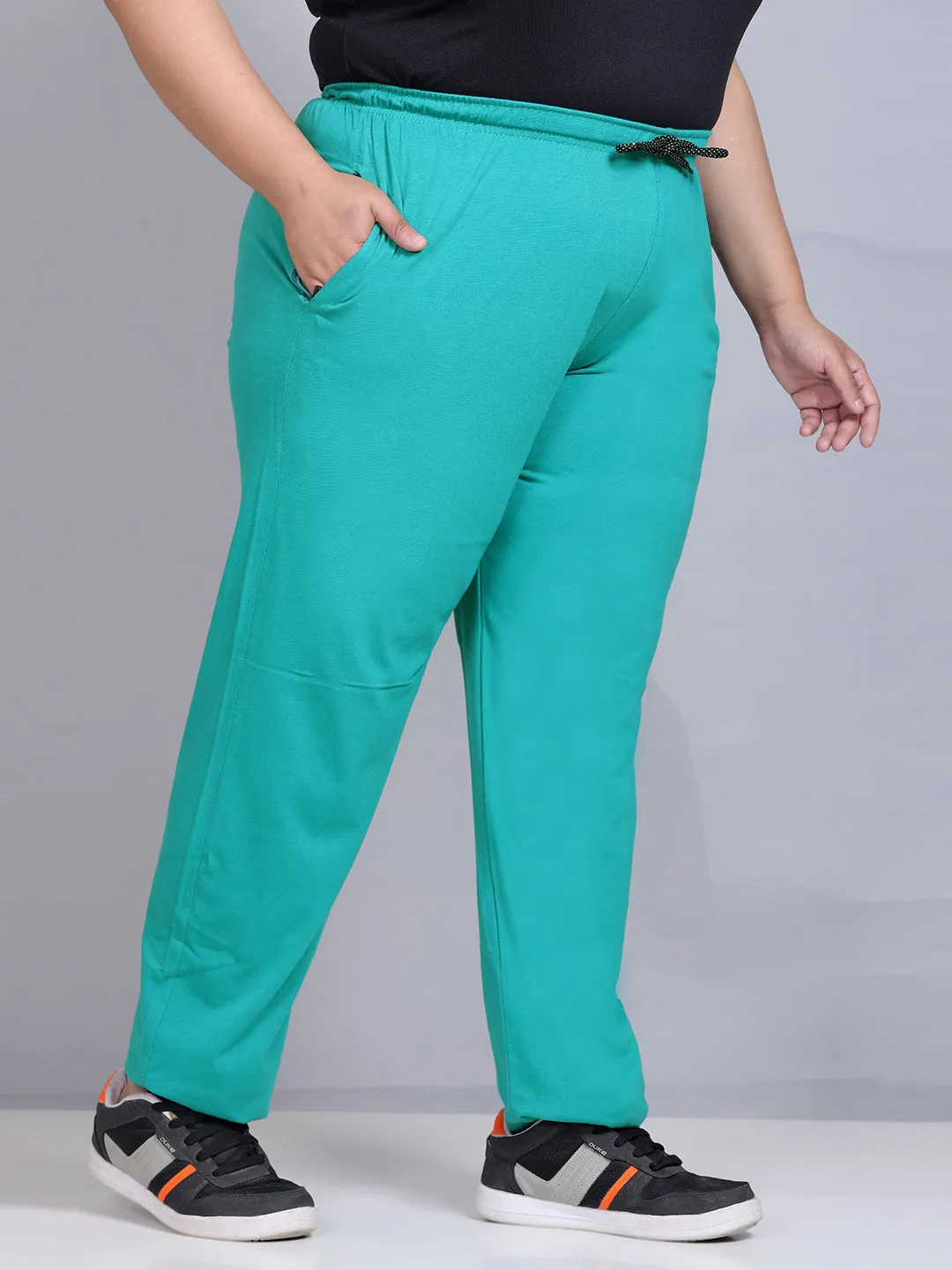 Cotton Track Pants For Women - Persian Green