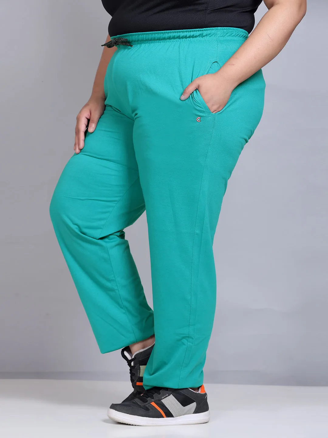 Cotton Track Pants For Women - Persian Green