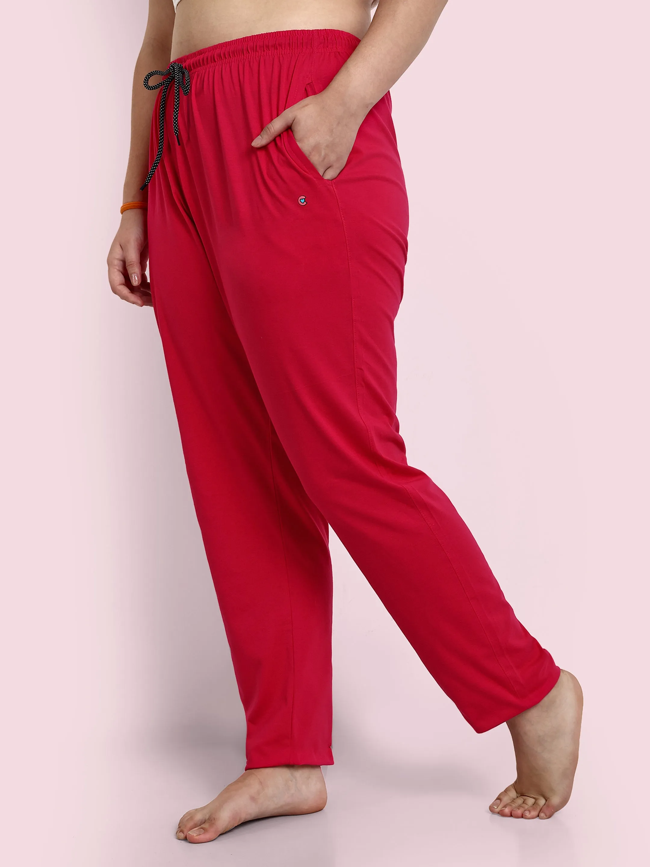 Cotton Track Pants For Women - Pink