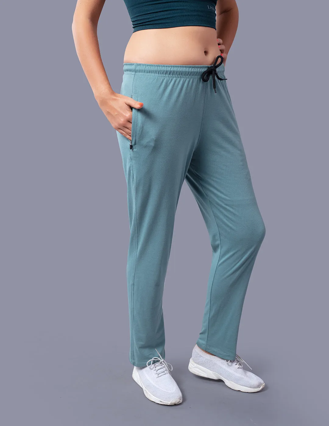 Cotton Track Pants For Women - Sage