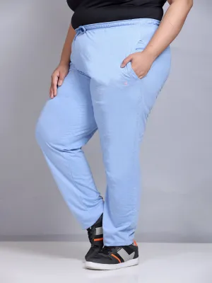 Cotton Track Pants For Women - Sky Blue