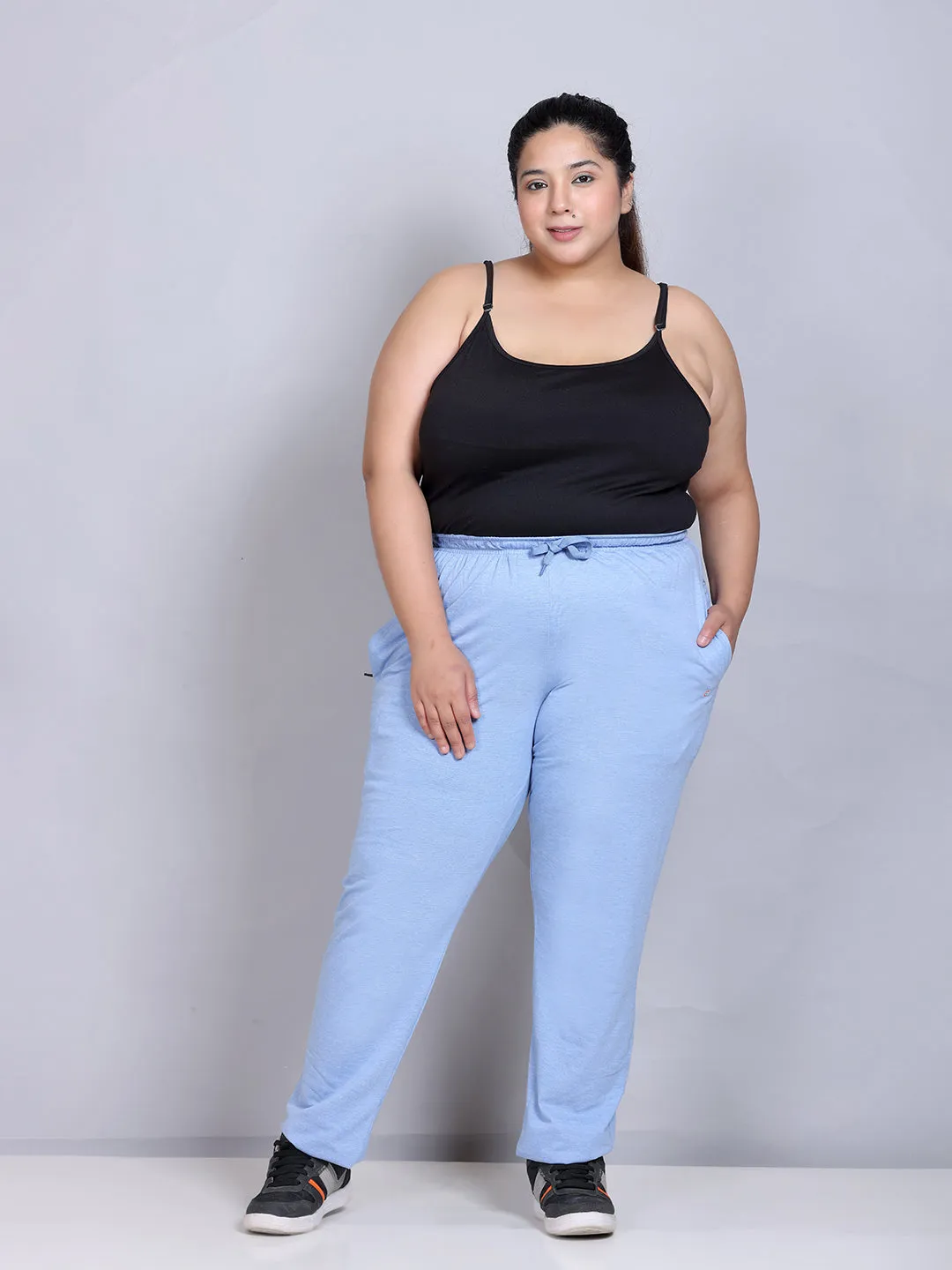 Cotton Track Pants For Women - Sky Blue