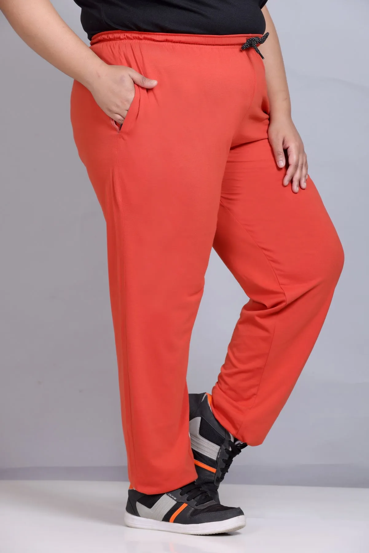 Cotton Track Pants For Women - Tangy Orange