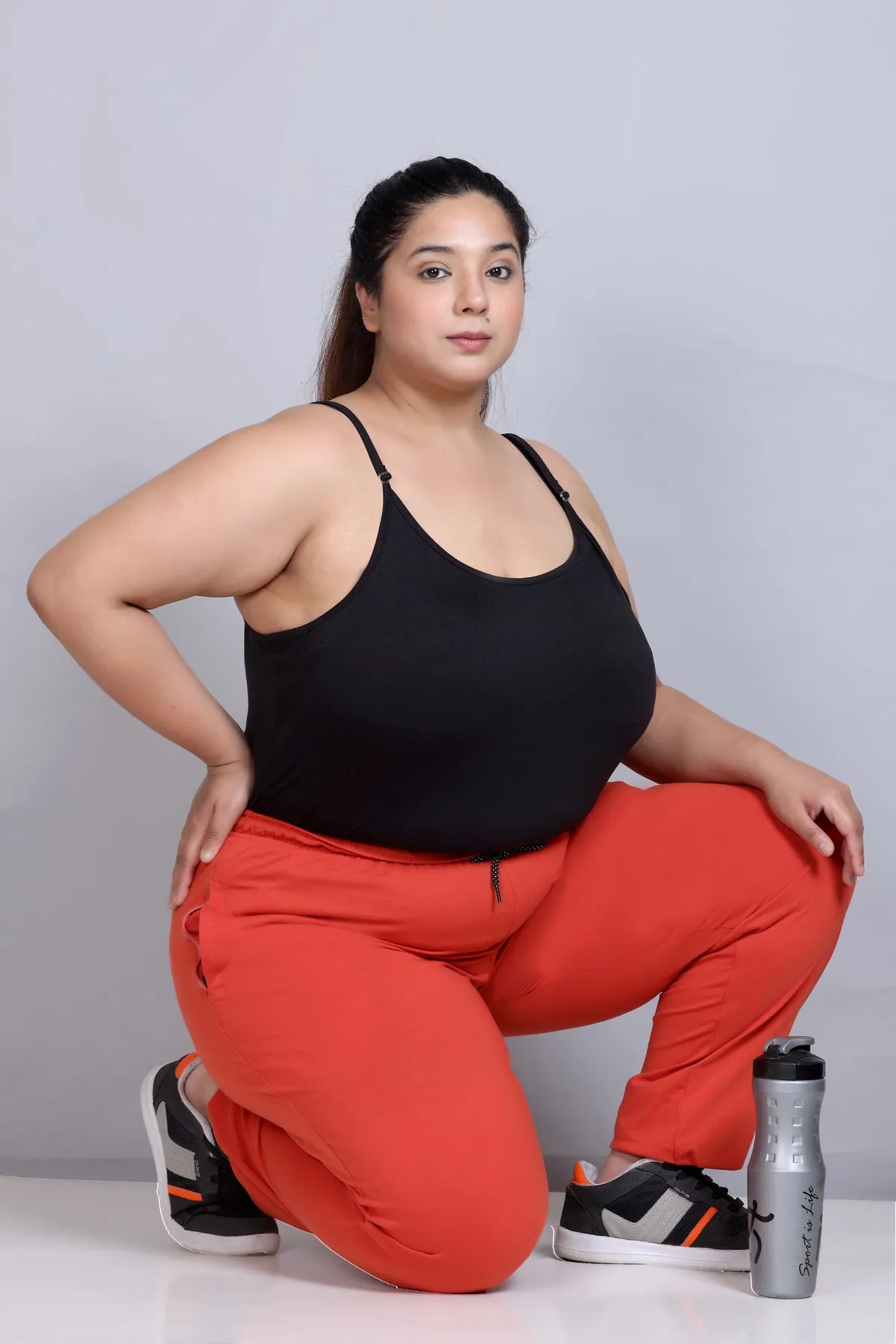 Cotton Track Pants For Women - Tangy Orange