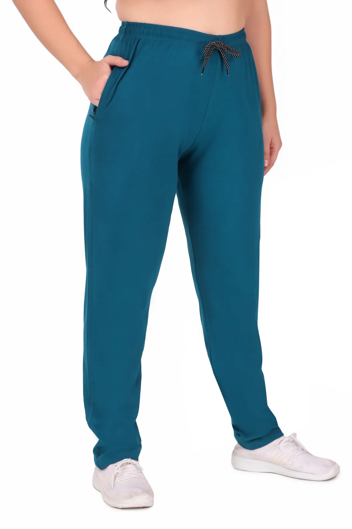 Cotton Track Pants For Women - Teal Blue