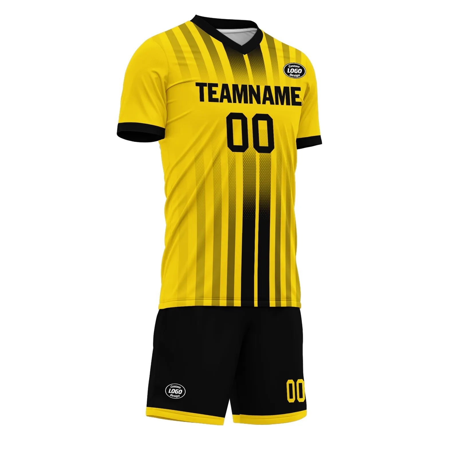 Custom Yellow Black Soccer Sets Jersey Personalized SCJ101-D020131-7